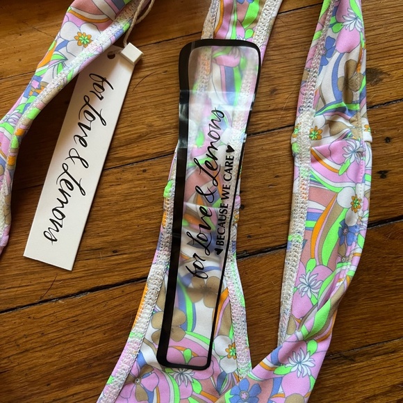 NWT For Love & Lemons Vibrant Neon Floral Underwire Bikini Cheeky Set Size M - Picture 7 of 7